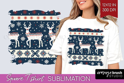 Nordic Christmas Square Tshirt Background, Winter Tshirt PNG Sublimation OrangeBrushStudio 