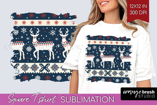 Nordic Christmas Square Tshirt Background, Winter Tshirt PNG Sublimation OrangeBrushStudio 