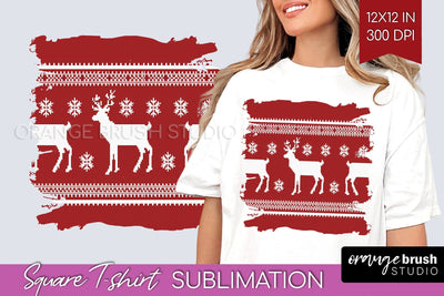 Nordic Christmas Square Tshirt Background, Winter Tshirt PNG Sublimation OrangeBrushStudio 