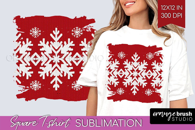 Nordic Christmas Square Tshirt Background, Winter Tshirt PNG Sublimation OrangeBrushStudio 