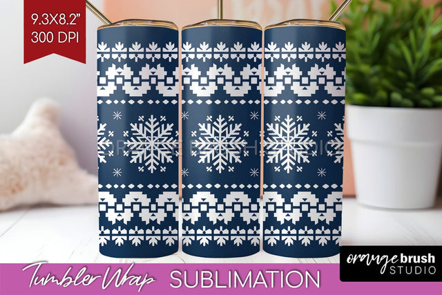 Nordic Christmas Tumbler Wrap - Winter Tumbler PNG Sublimation OrangeBrushStudio 