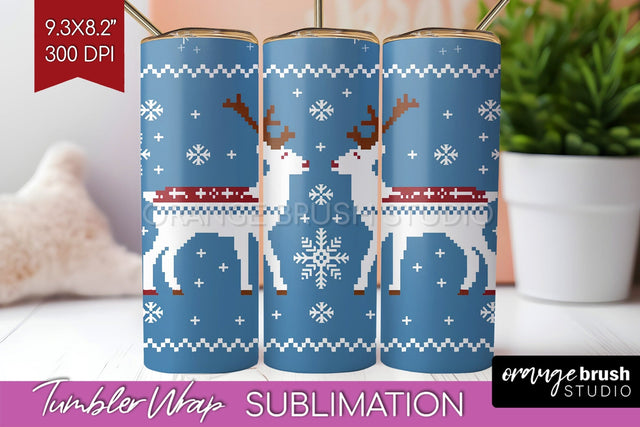 Nordic Christmas Tumbler Wrap - Winter Tumbler PNG Sublimation OrangeBrushStudio 