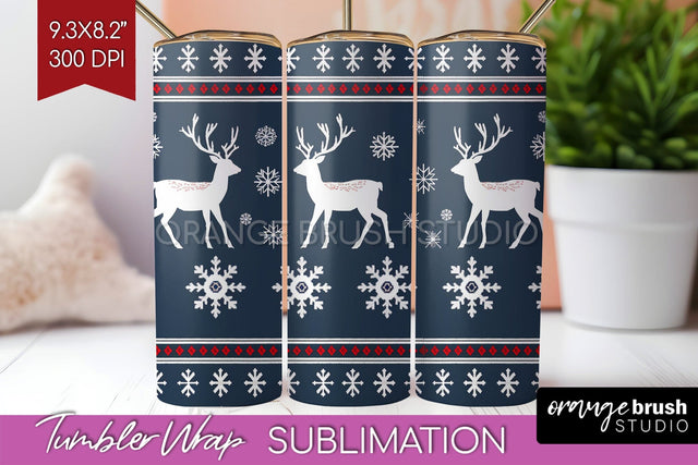 Nordic Christmas Tumbler Wrap - Winter Tumbler PNG Sublimation OrangeBrushStudio 