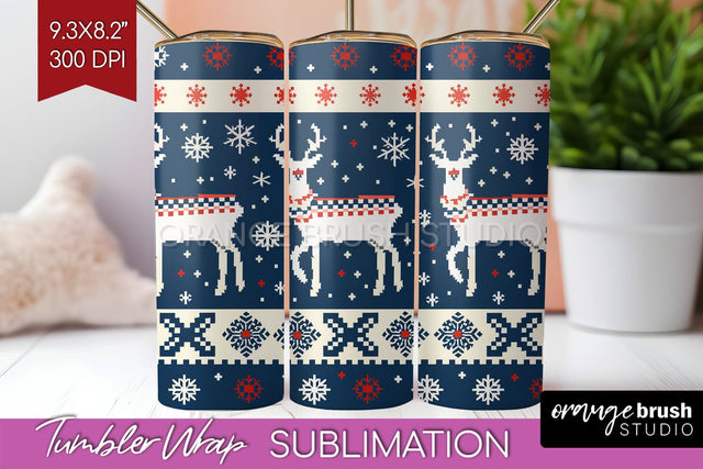 Nordic Christmas Tumbler Wrap - Winter Tumbler PNG Sublimation OrangeBrushStudio 