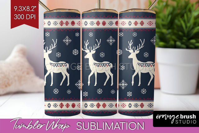 Nordic Christmas Tumbler Wrap - Winter Tumbler PNG Sublimation OrangeBrushStudio 