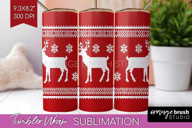 Nordic Christmas Tumbler Wrap - Winter Tumbler PNG Sublimation OrangeBrushStudio 
