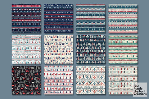 Nordic Fair Isle Granny Square Crochet Digital Pattern Fine Purple Elephant Creations 