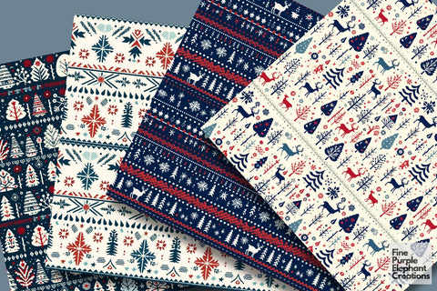 Nordic Fair Isle Granny Square Crochet Digital Pattern Fine Purple Elephant Creations 