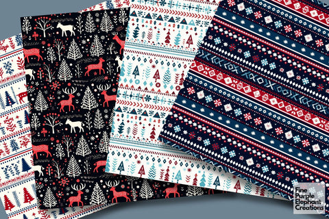 Nordic Fair Isle Granny Square Crochet Digital Pattern Fine Purple Elephant Creations 