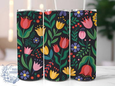 Nordic Folk Art Floral Tumbler, Folk Art Tumbler, Seamless Floral Wrap, Scandinavian Folk Wrap, Artistic Nordic Wrap, Sublimation Design, Trendy Gift Idea Sublimation ToriDesigns 