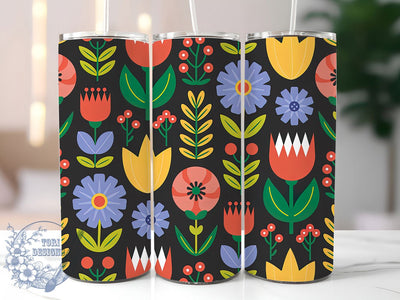 Nordic Folk Art Floral Tumbler, Folk Art Tumbler, Seamless Floral Wrap, Scandinavian Folk Wrap, Artistic Nordic Wrap, Sublimation Design, Trendy Gift Idea Sublimation ToriDesigns 