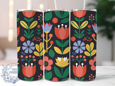 Nordic Folk Art Floral Tumbler, Folk Art Tumbler, Seamless Floral Wrap, Scandinavian Folk Wrap, Artistic Nordic Wrap, Sublimation Design, Trendy Gift Idea Sublimation ToriDesigns 