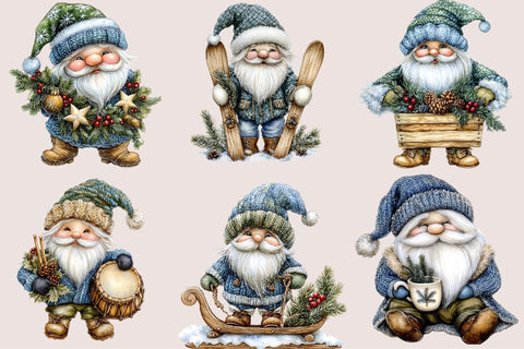 Nordic Green Christmas Gnome Clipart Sublimation SVGArt 