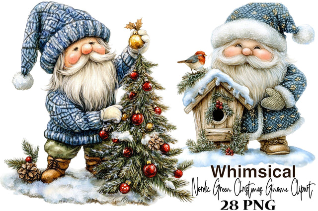 Nordic Green Christmas Gnome Clipart Sublimation SVGArt 