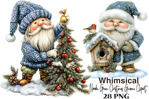 Nordic Green Christmas Gnome Clipart Sublimation SVGArt 