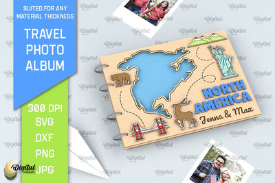 North America Travel Photo Album Laser Cut. Memory Book SVG SVG Evgenyia Guschina 
