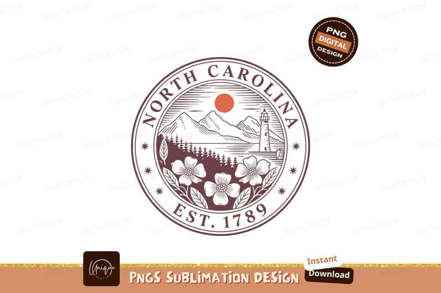 North Carolina coastal landscape emblem image Sublimation Designangry 
