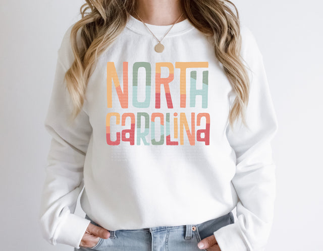 North Carolina Retro Typography PNG | Vintage State Name Design | Sublimation Digital Download Sublimation Print Perfect Design Shop 
