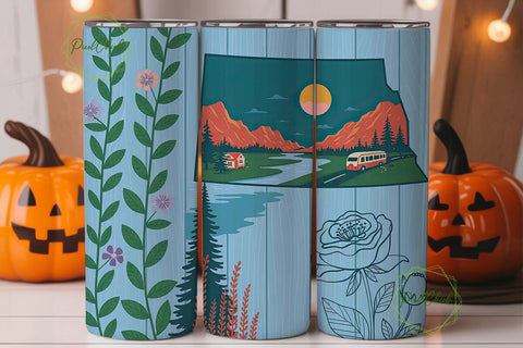 North Dakota Wild Rose Tumbler Wrap Sublimation PixelChick 