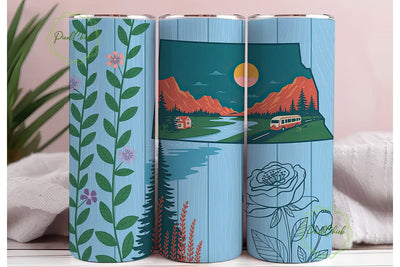 North Dakota Wild Rose Tumbler Wrap Sublimation PixelChick 
