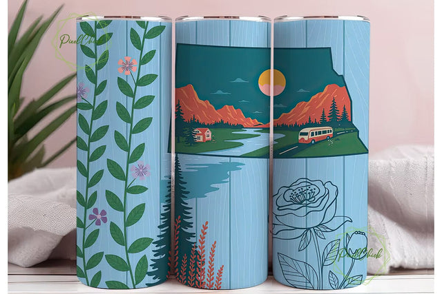North Dakota Wild Rose Tumbler Wrap Sublimation PixelChick 