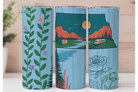 North Dakota Wild Rose Tumbler Wrap Sublimation PixelChick 