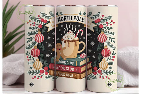 North Pole Book Club 20oz Tumbler Wrap Sublimation PixelChick 
