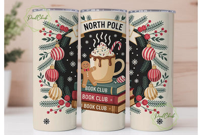 North Pole Book Club 20oz Tumbler Wrap Sublimation PixelChick 