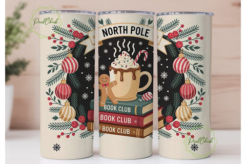 North Pole Book Club 20oz Tumbler Wrap Sublimation PixelChick 