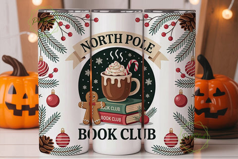 North Pole Book Club 20oz Tumbler Wrap Sublimation PixelChick 
