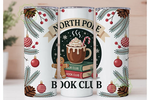 North Pole Book Club 20oz Tumbler Wrap Sublimation PixelChick 