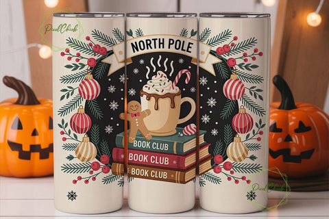 North Pole Book Club 20oz Tumbler Wrap Sublimation PixelChick 