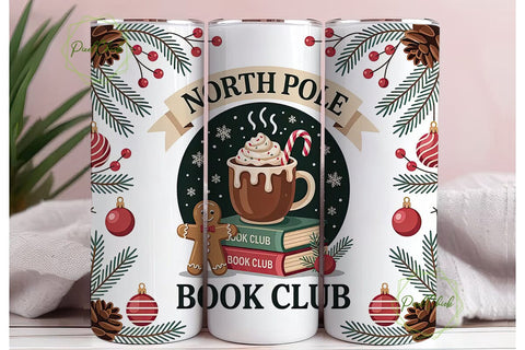 North Pole Book Club 20oz Tumbler Wrap Sublimation PixelChick 