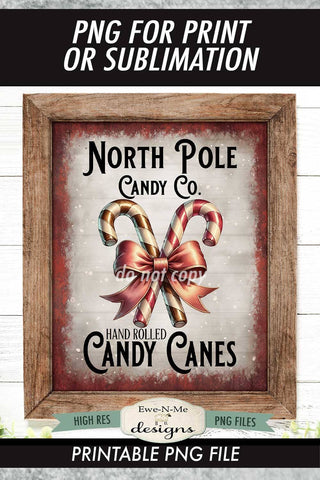 North Pole Candy Canes Sublimation Design | Candy Cane PNG Sublimation Ewe-N-Me Designs 