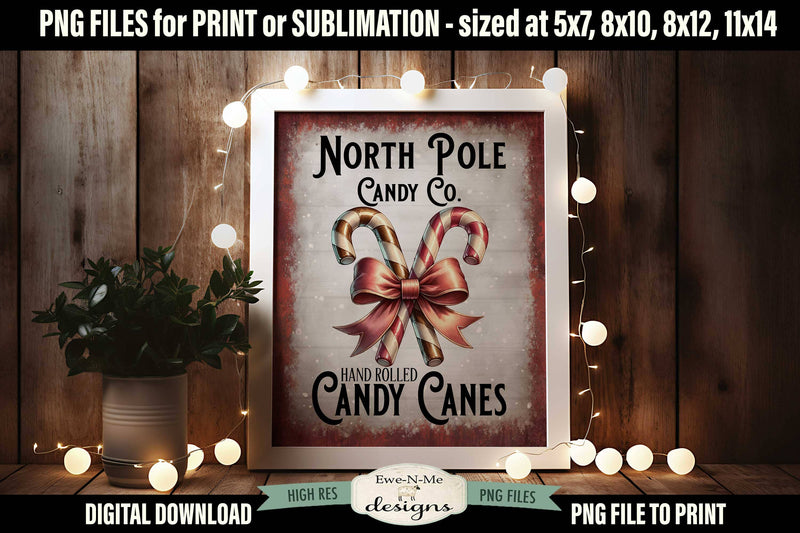 North Pole Candy Canes Sublimation Design | Candy Cane PNG Sublimation Ewe-N-Me Designs 