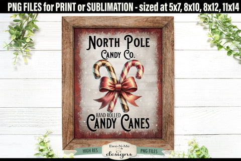 North Pole Candy Canes Sublimation Design | Candy Cane PNG Sublimation Ewe-N-Me Designs 