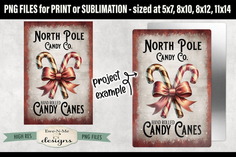 North Pole Candy Canes Sublimation Design | Candy Cane PNG Sublimation Ewe-N-Me Designs 