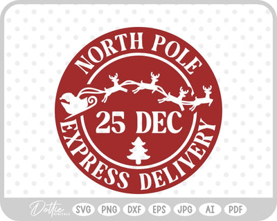 North Pole Christmas Stamp SVG DottieDigitals 
