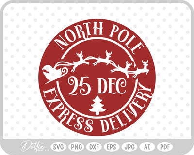 North Pole Christmas Stamp SVG DottieDigitals 