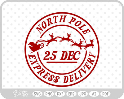 North Pole Christmas Stamp SVG DottieDigitals 