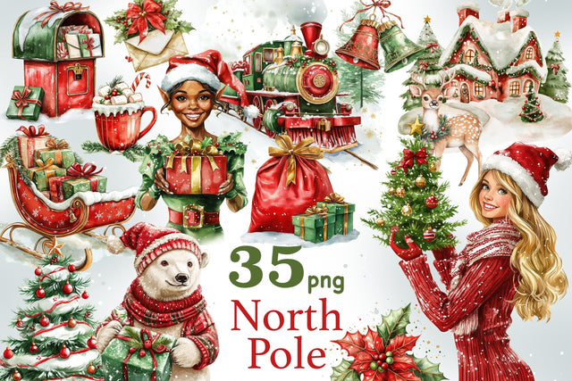 North Pole Clipart | Christmas Graphics PNG Collection SVG GlamArtZhanna 