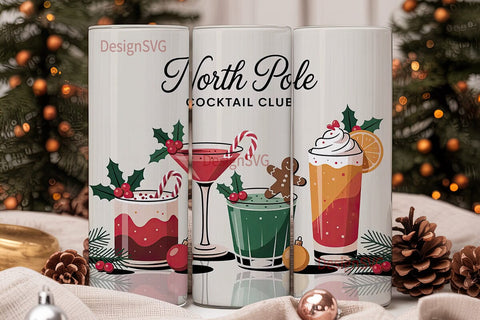 North Pole Cocktails 20oz Tumbler Wrap Sublimation DesignSVG 