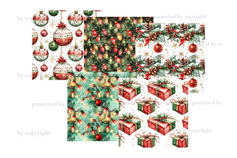 North Pole Digital Papers | Red Green Christmas Pattern Digital Pattern GlamArtZhanna 