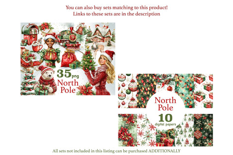 North Pole Digital Papers | Red Green Christmas Pattern Digital Pattern GlamArtZhanna 