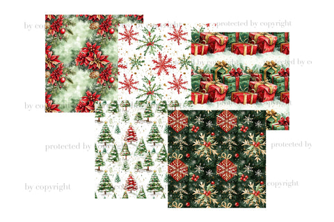 North Pole Digital Papers | Red Green Christmas Pattern Digital Pattern GlamArtZhanna 