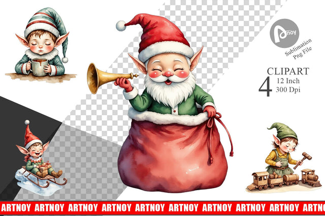 North Pole Elves Clipart Sublimation artnoy 