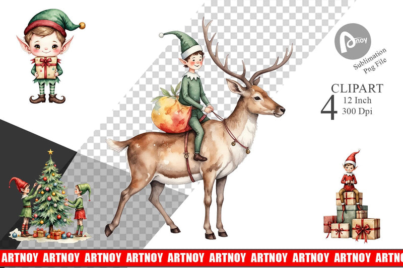 North Pole Elves Clipart Sublimation artnoy 