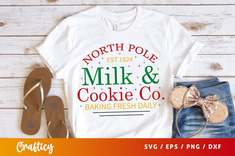North Pole Est 1824 Milk & Cookie Co. Baking Fresh Daily SVG Design SVG Designangry 