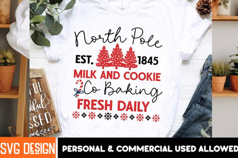 North Pole Est.1845 Milk And Cookie Fresh Daily SVG Cut File,,Christmas SVG ,Christmas SVG Design, Christmas SVG Bundle,Farmhouse Christmas SVG,Funny Christmas SVG Design SVG BlackCatsMedia 