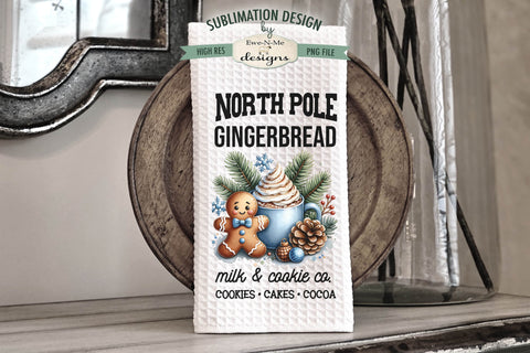 North Pole Gingerbread Baking Kitchen Towel Sublimation PNG Sublimation Ewe-N-Me Designs 